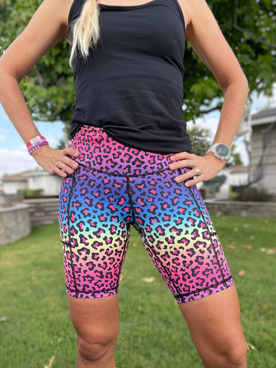 Rainbow Cheetah Spandex Running Shorts