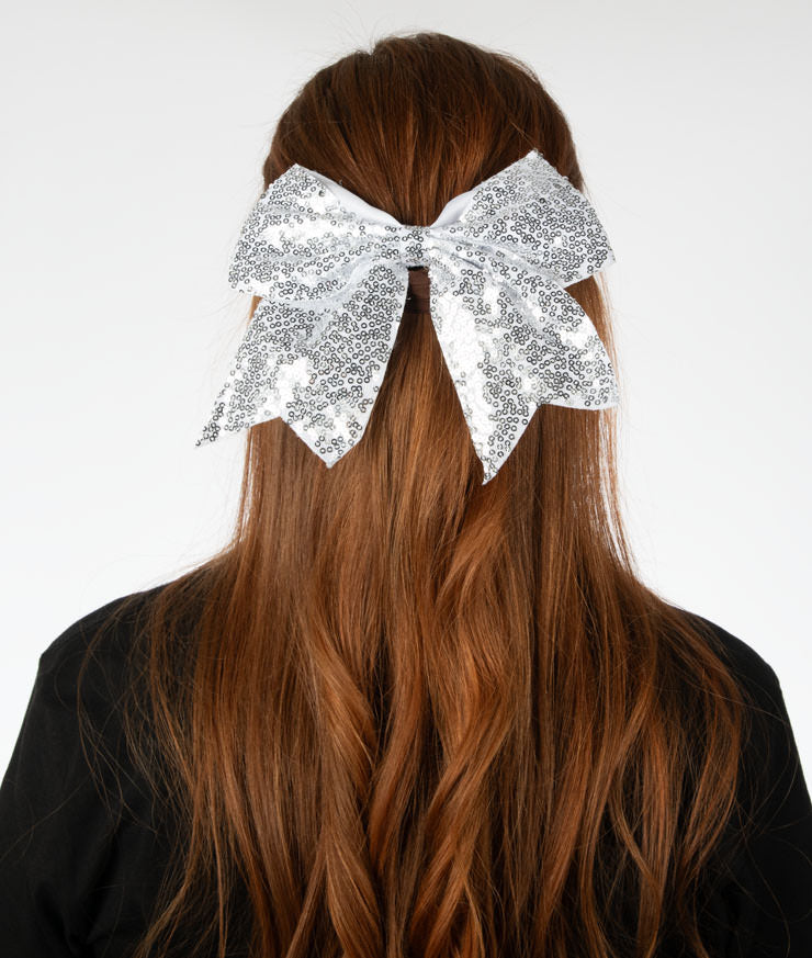 silver bow for dress Detachable bow White silver satin ribbon attachable dress bow 16 cm x 24cm bow brooch pin