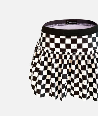 Black and White Checkerboard Sparkle Running Skirt