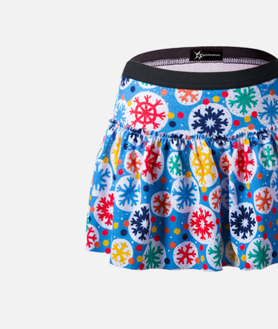 Christmas Holiday Running Skirt with multicolored Snowflakes