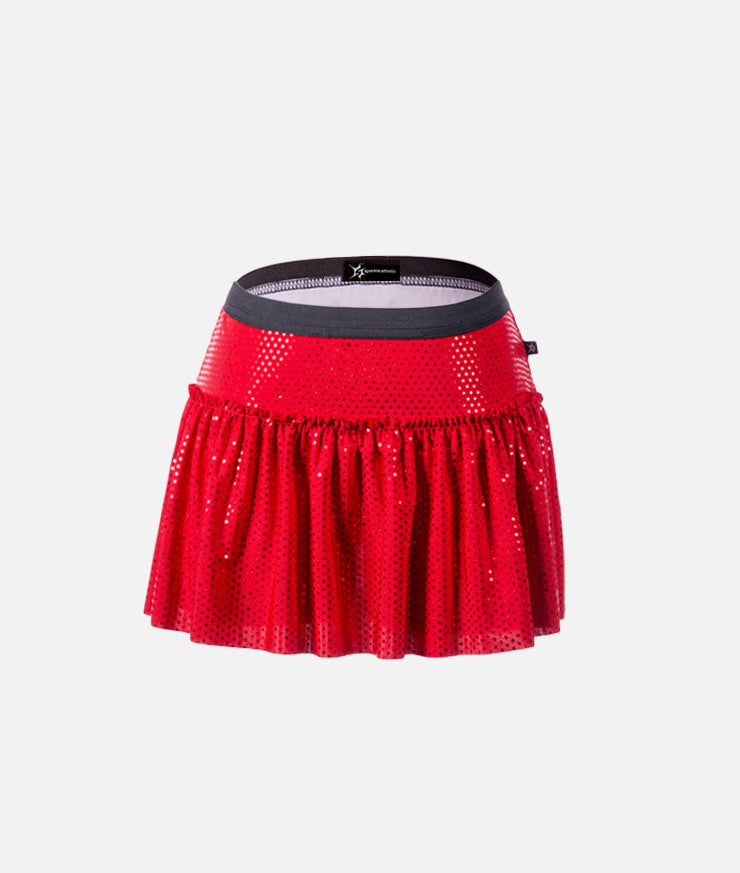 red specialty sparkle running skirt
