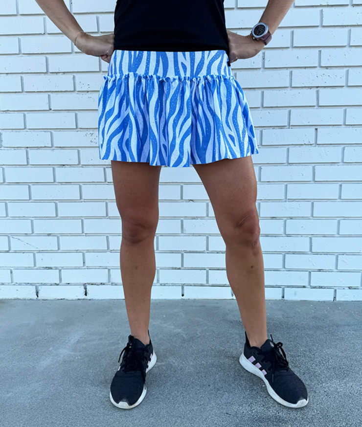 Blue Zebra Sparkle Running Skirt