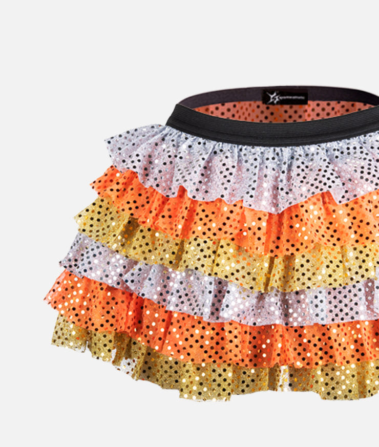 Candy Corn Ruffle Sparkle Running Skirt