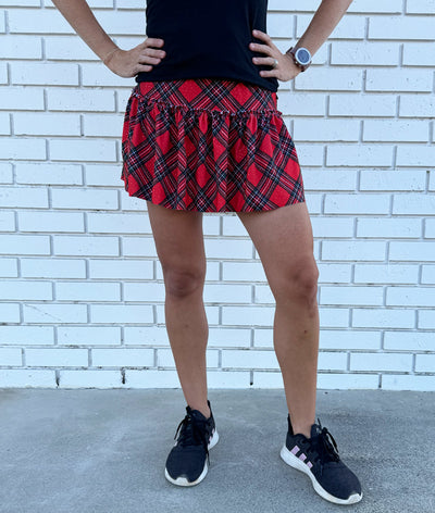 Holiday Plaid Sparkle Running Skirt