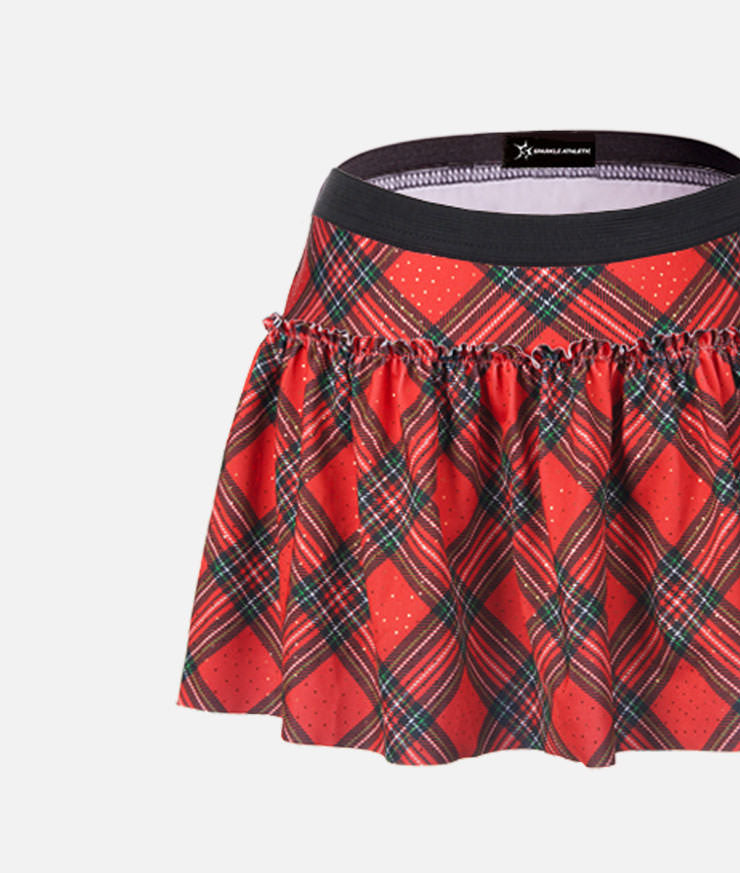 Holiday Plaid Sparkle Running Skirt