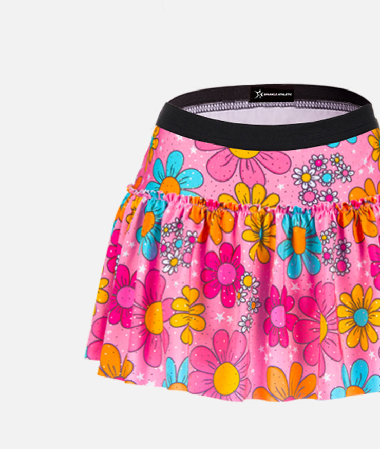 Retro Daisies Sparkle Running Skirt
