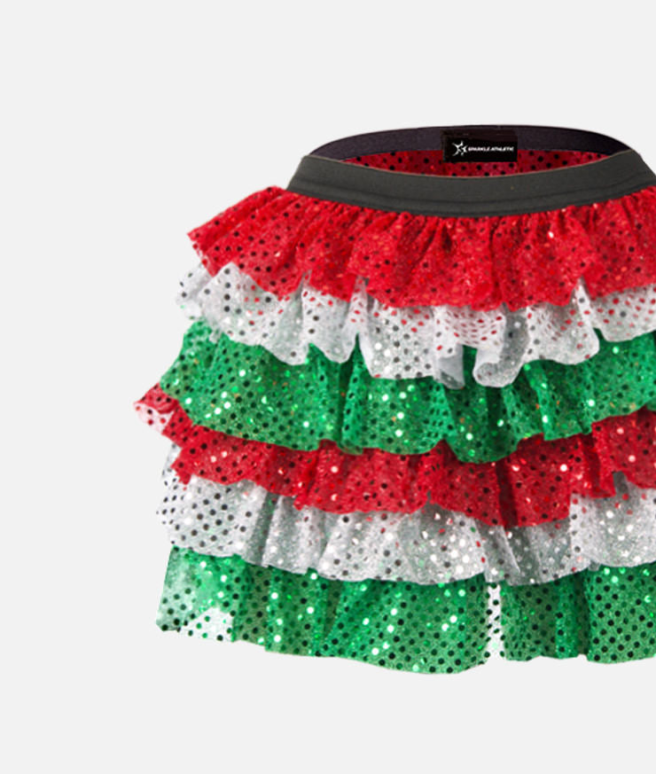 Holiday Ruffle Sparkle Running Skirt