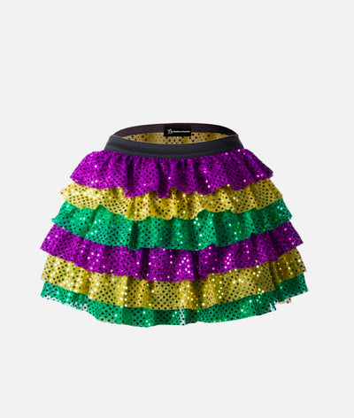 Mardi Gras Ruffle Sparkle Running Skirt