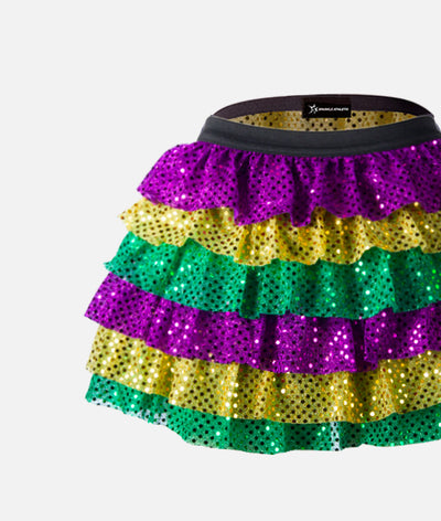 Mardi Gras Ruffle Sparkle Running Skirt