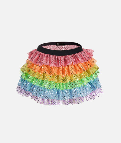 Pastel Rainbow Ruffle Sparkle Running Skirt