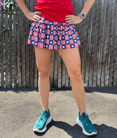 Stars & Stripes Patchwork Sparkle Running Skirt
