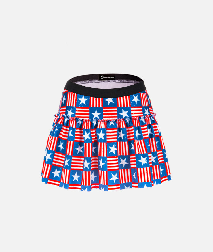 Stars & Stripes Patchwork Sparkle Running Skirt