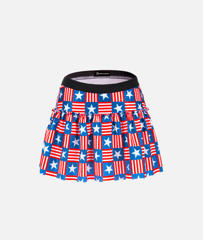 Stars & Stripes Patchwork Sparkle Running Skirt