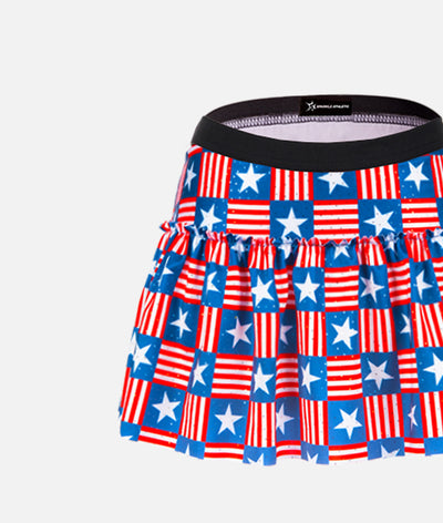 Stars & Stripes Patchwork Sparkle Running Skirt