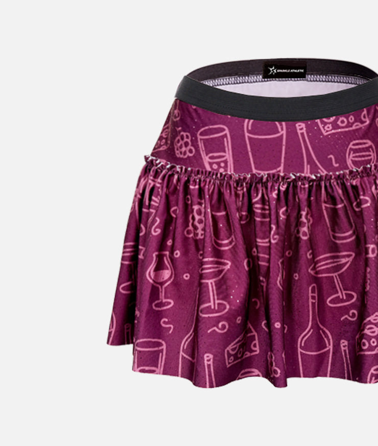 Wine & Cheese Sparkle Running Skirt