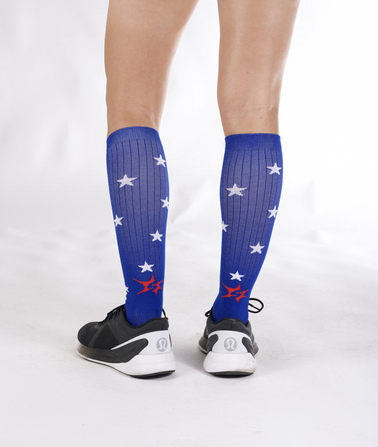 Royal Blue with White Stars Compression Socks