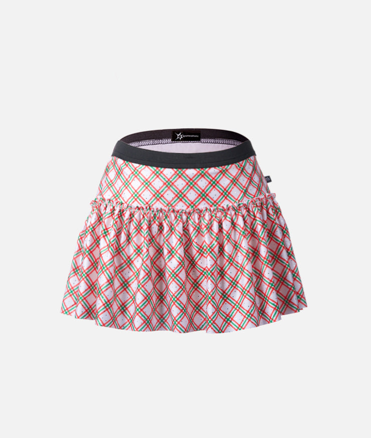 Wrapping Paper Plaid Sparkle Running Skirt