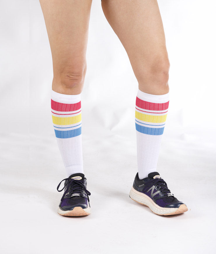 Neon Stripe Old School Compression Socks