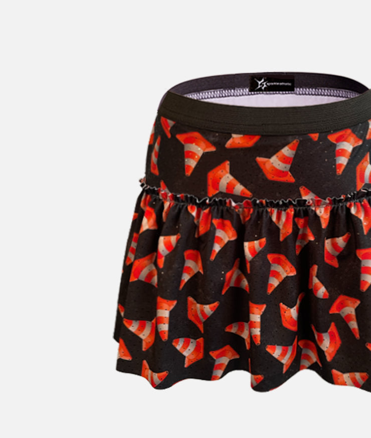 Orange Traffic Cones Sparkle Running Skirt