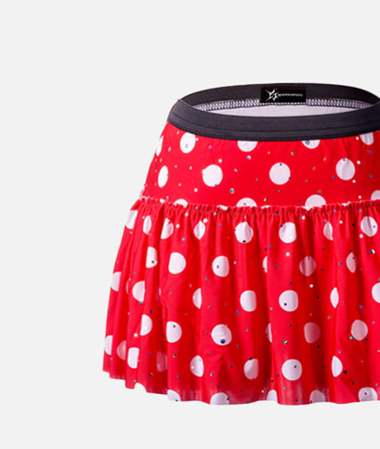 Red with White Polka Dots Sparkle Running Skirt