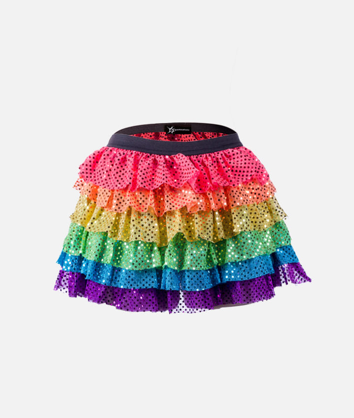 Neon Rainbow Ruffle Sparkle Running Skirt Sparkle Athletic