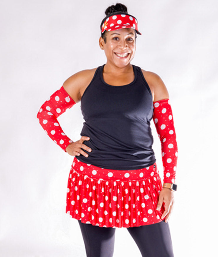 Red with White Polka Dots Sparkle Sleeves