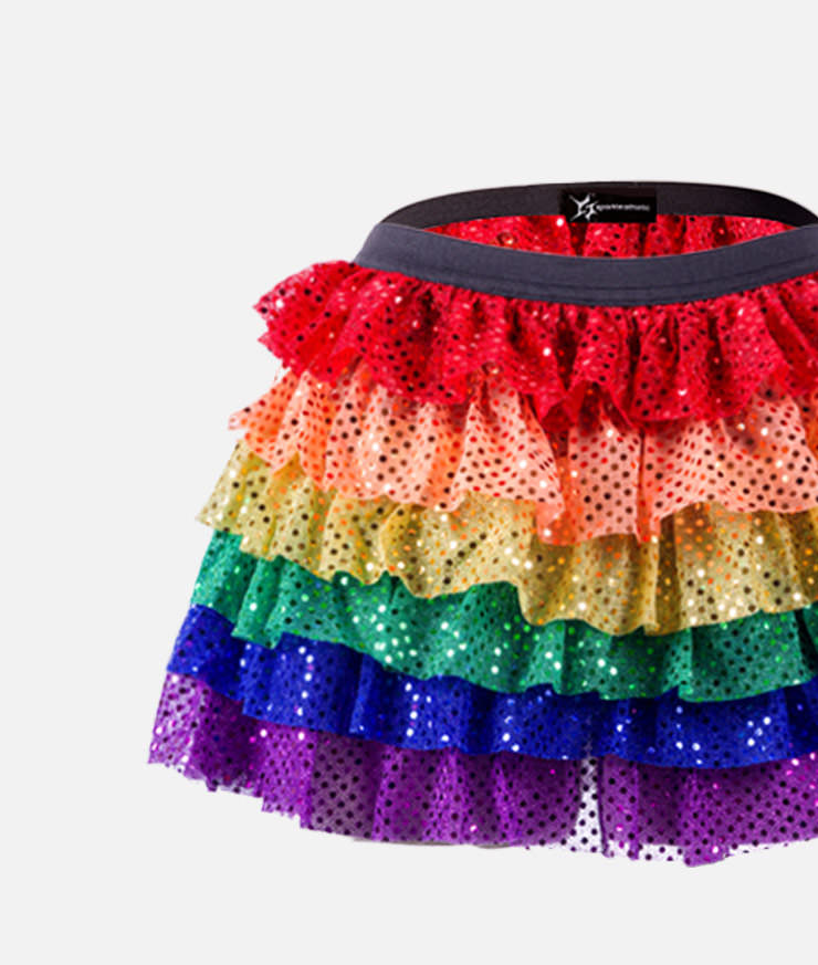 Ruffle Sparkle Skirt with Red Orange Yellow Green Blue Purple Tiers