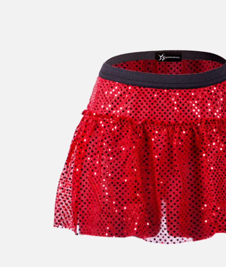 red sparkle running skirt close up