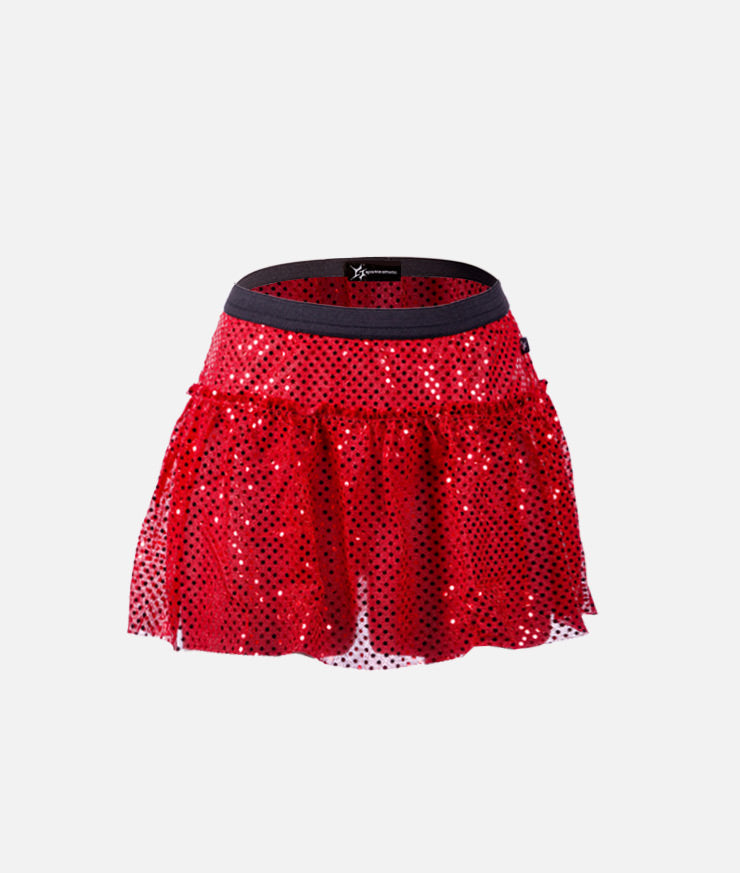 red sparkle running skirt