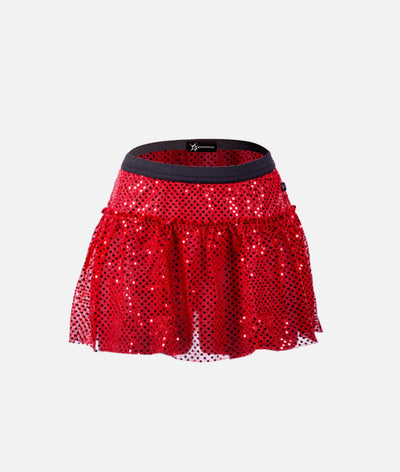 red sparkle running skirt