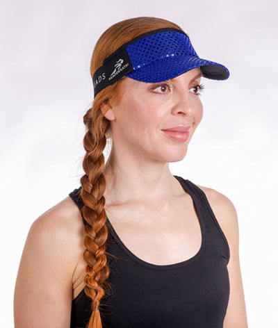 royal blue headsweats sparkle running visor on model side view