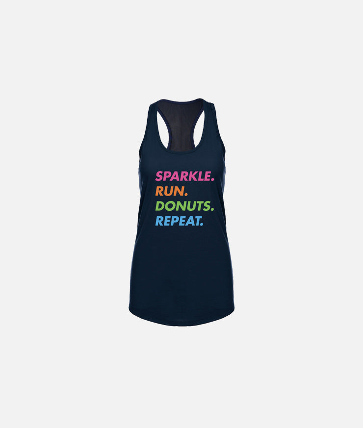 Sparkle. Run. Donuts. Repeat. Performance Tank Top – Sparkle Athletic