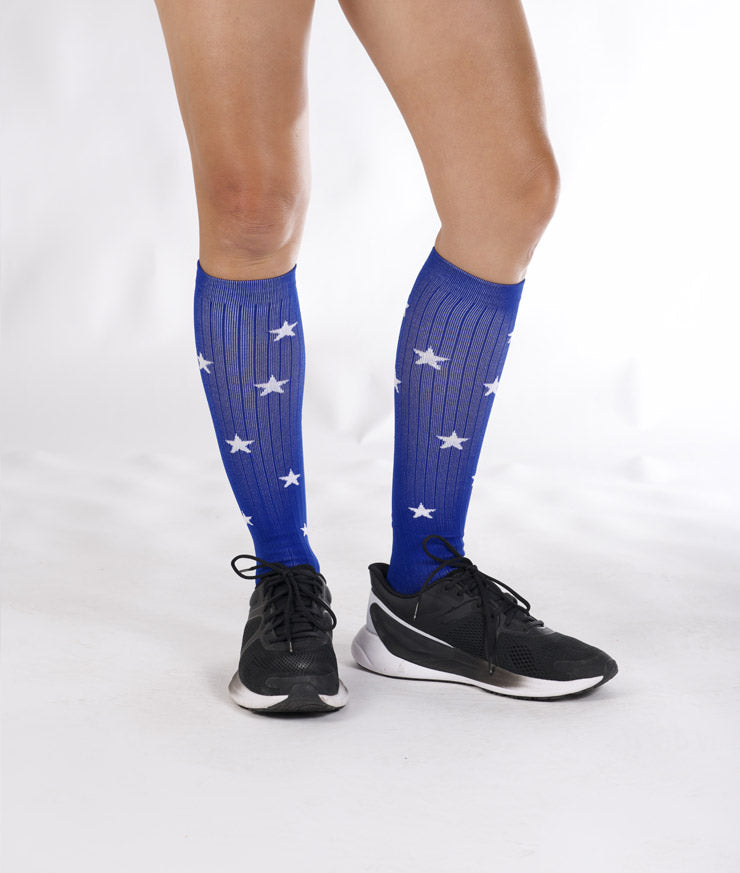 Royal Blue with White Stars Compression Socks