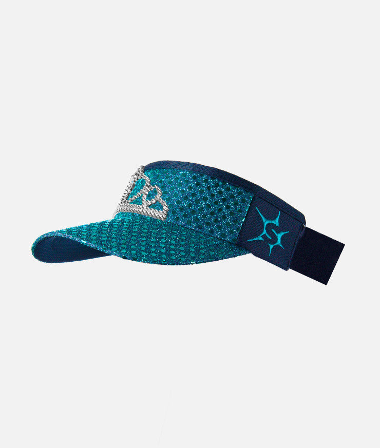 Teal Headsweats running visor with tiara attached.