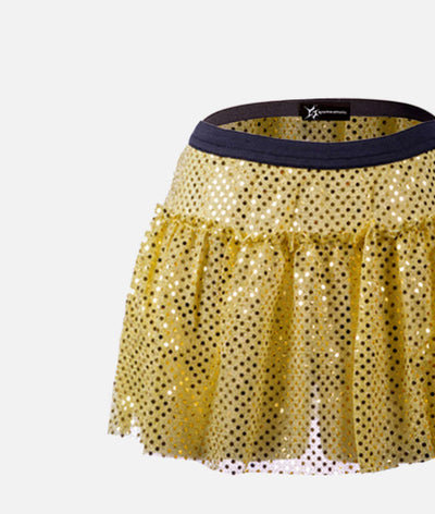 yellow sparkle running skirt close up
